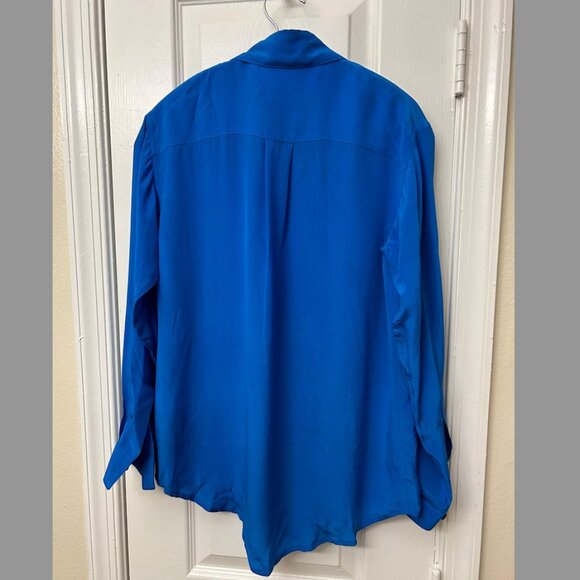 FRONTROW Silk 100% Blue Button Down Shirt - Picture 2 of 3